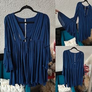 Free People Boho Navy Mini Dress